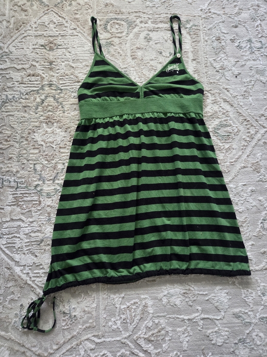 Element Tops - Striped Green & Black Adjustable-Spaghetti Top